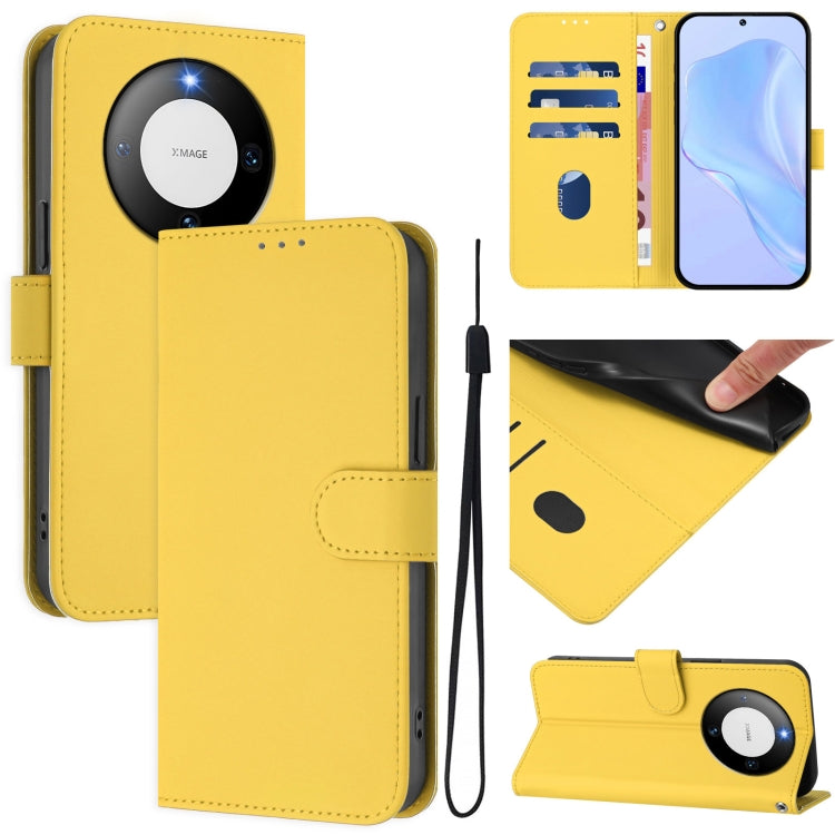 Skin Feel Solid Color Leather Phone Case with Lanyard, For Huawei Mate 60 Pro / 60 Pro+, For Huawei Mate 60