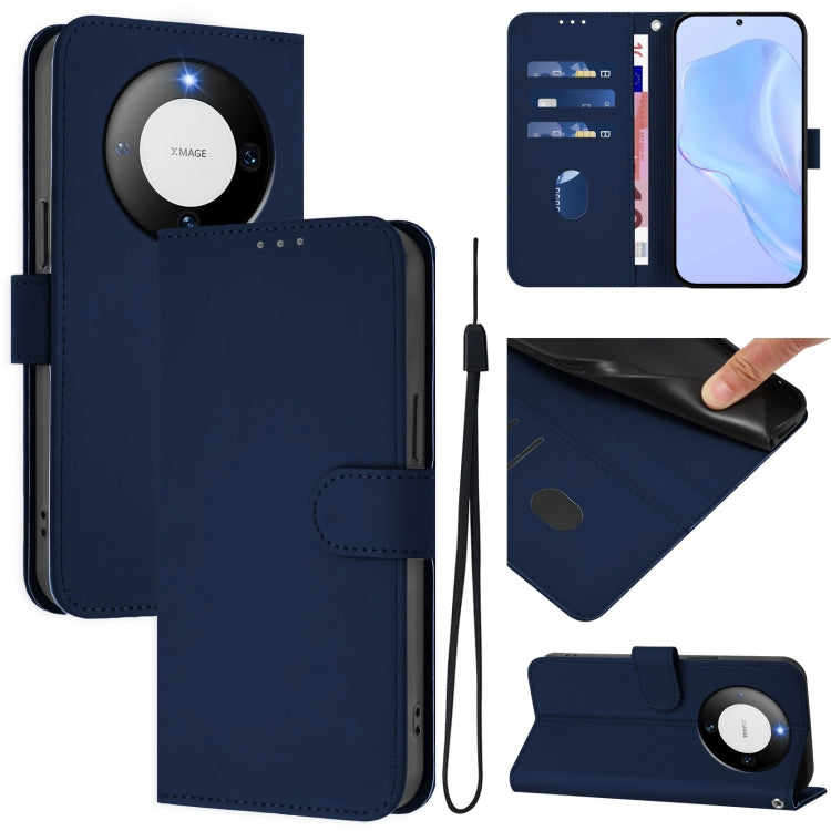 Skin Feel Solid Color Leather Phone Case with Lanyard, For Huawei Mate 60 Pro / 60 Pro+, For Huawei Mate 60