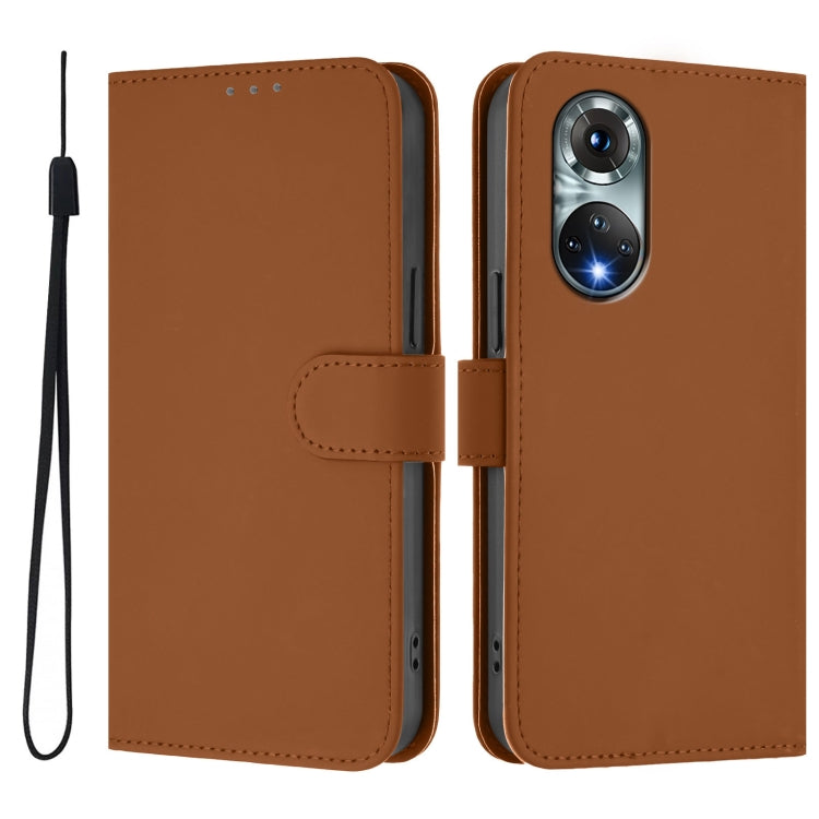 Skin Feel Solid Color Leather Phone Case with Lanyard, For Huawei nova 9, For Huawei P50 Pro