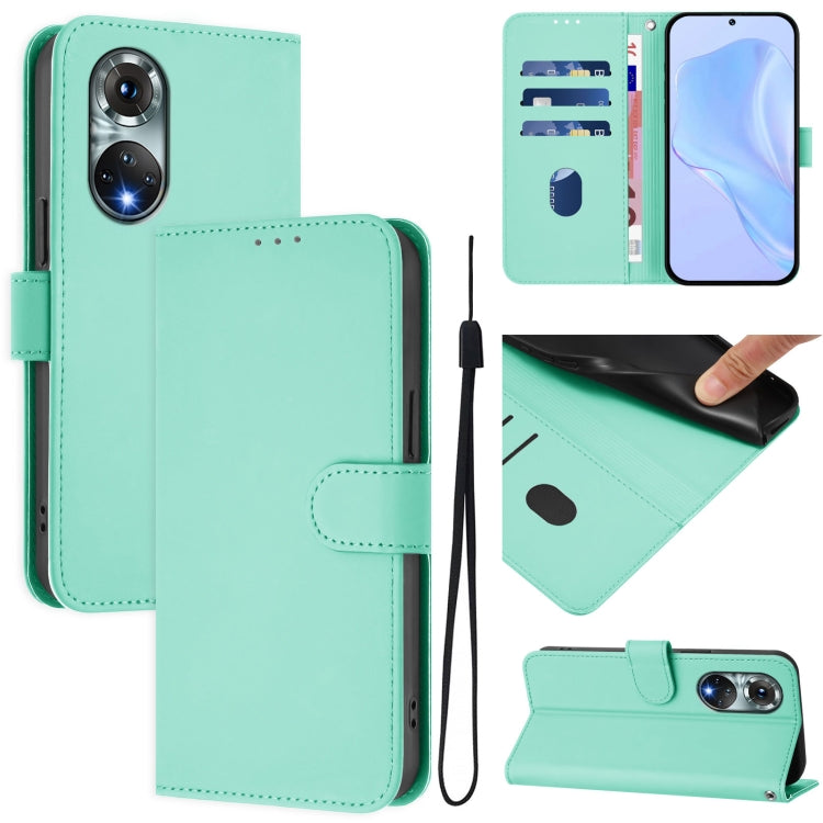 Skin Feel Solid Color Leather Phone Case with Lanyard, For Huawei nova 9, For Huawei P50 Pro