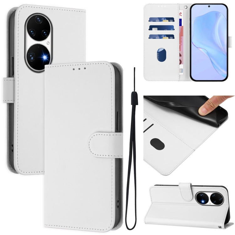 Skin Feel Solid Color Leather Phone Case with Lanyard, For Huawei nova 9, For Huawei P50 Pro