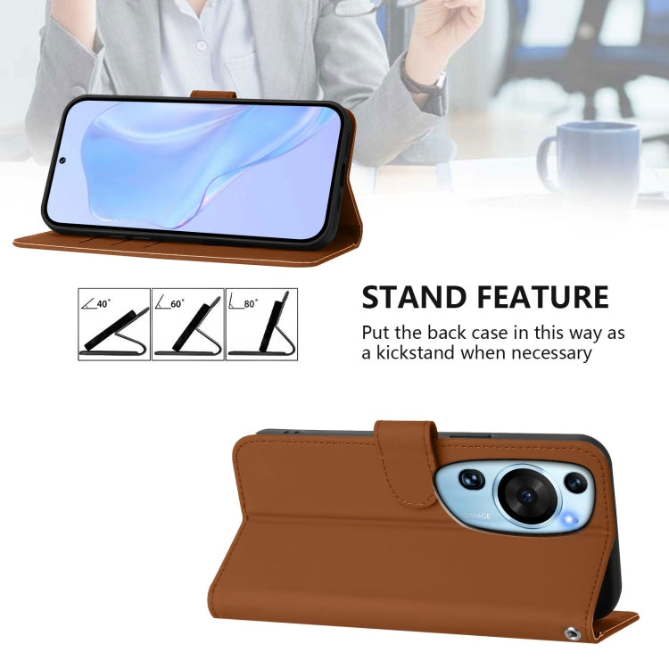 Skin Feel Solid Color Leather Phone Case with Lanyard, For Huawei P60 Art, For Huawei P60 / P60 Pro