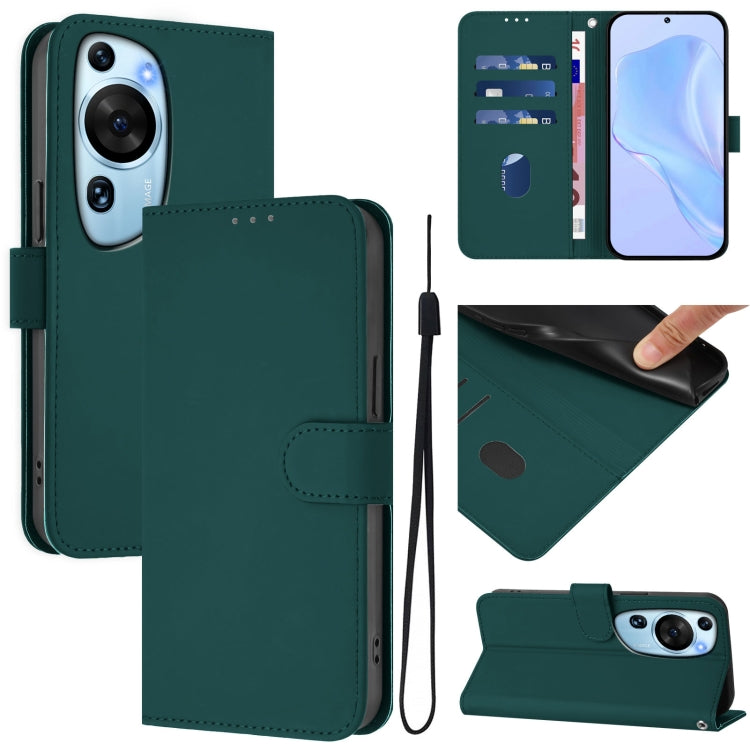 Skin Feel Solid Color Leather Phone Case with Lanyard, For Huawei P60 Art, For Huawei P60 / P60 Pro