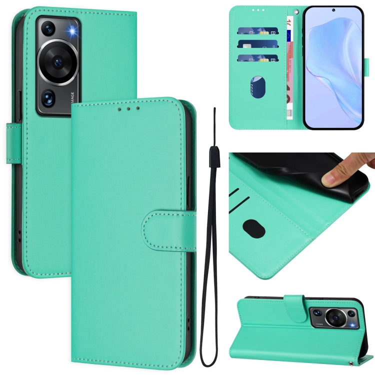 Skin Feel Solid Color Leather Phone Case with Lanyard, For Huawei P60 Art, For Huawei P60 / P60 Pro