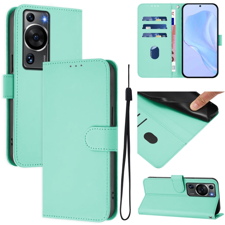 Skin Feel Solid Color Leather Phone Case with Lanyard, For Huawei P60 Art, For Huawei P60 / P60 Pro