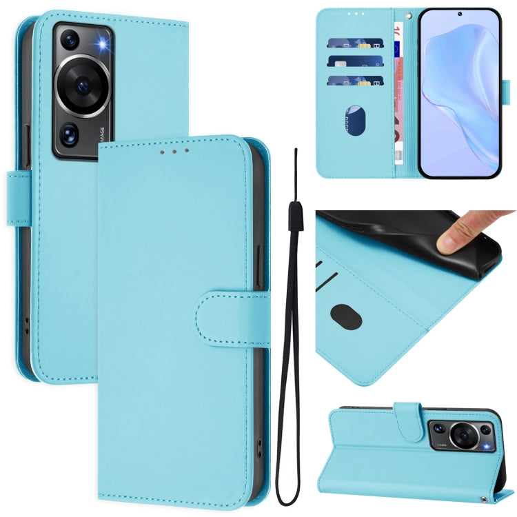 Skin Feel Solid Color Leather Phone Case with Lanyard, For Huawei P60 Art, For Huawei P60 / P60 Pro