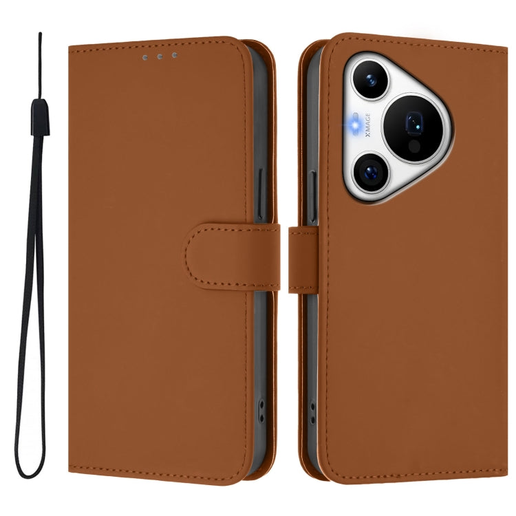 Skin Feel Solid Color Leather Phone Case with Lanyard, For Huawei Pura 70 Pro / 70 Pro+, For Huawei nova 12i 4G