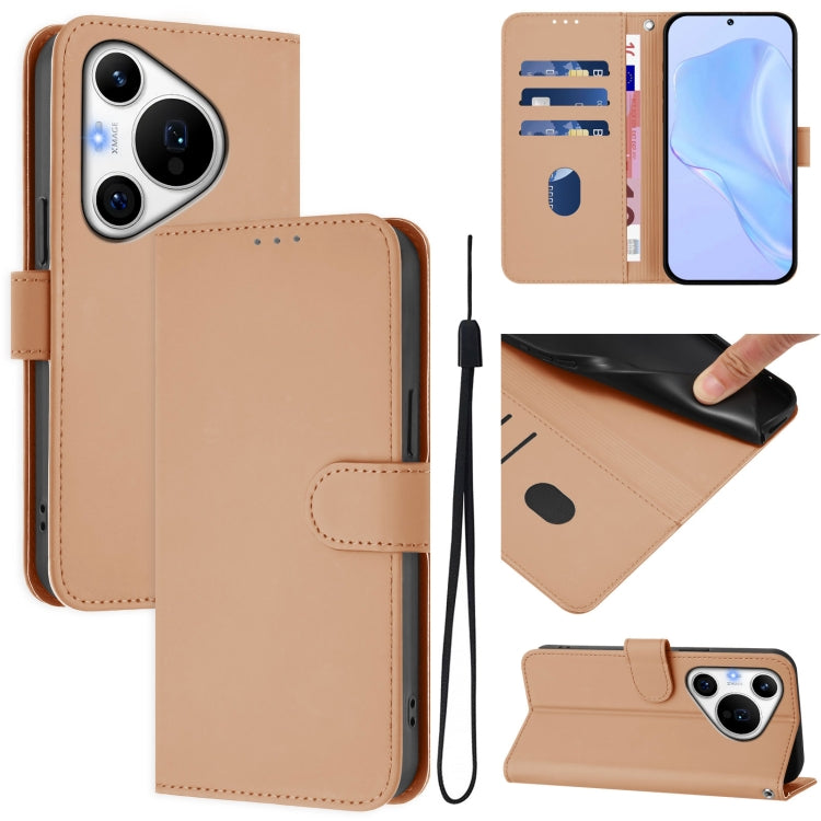 Skin Feel Solid Color Leather Phone Case with Lanyard, For Huawei Pura 70 Pro / 70 Pro+, For Huawei nova 12i 4G