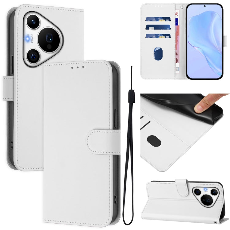 Skin Feel Solid Color Leather Phone Case with Lanyard, For Huawei Pura 70 Pro / 70 Pro+, For Huawei nova 12i 4G