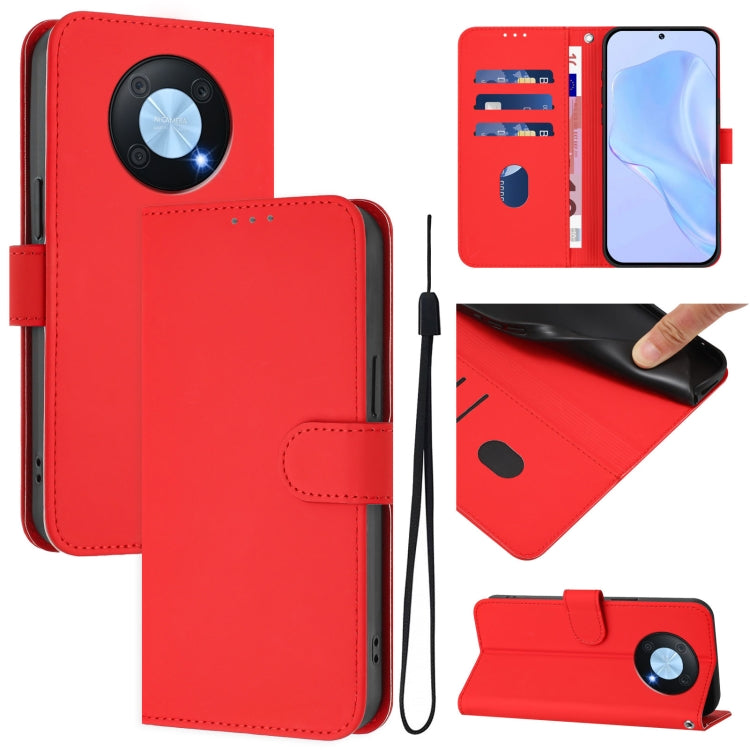 Skin Feel Solid Color Leather Phone Case with Lanyard, For Huawei Enjoy 50 Pro 4G / nova Y90, For Huawei Enjoy 50 4G / nova Y70 Plus