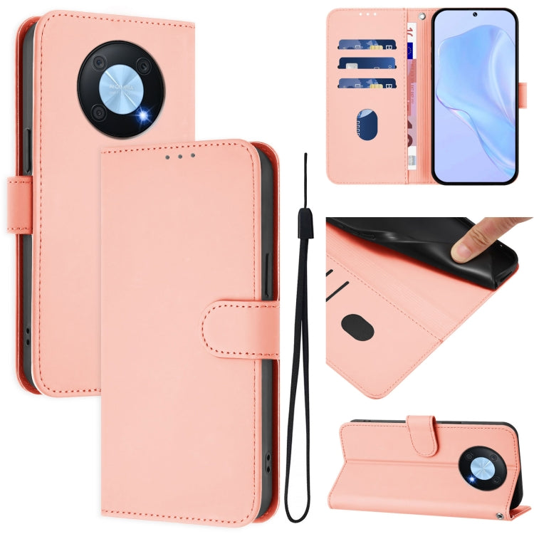Skin Feel Solid Color Leather Phone Case with Lanyard, For Huawei Enjoy 50 Pro 4G / nova Y90, For Huawei Enjoy 50 4G / nova Y70 Plus