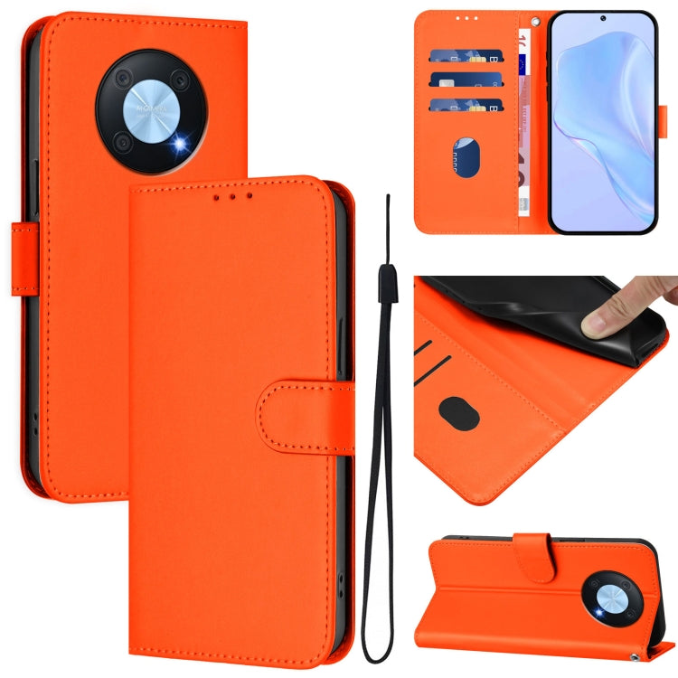 Skin Feel Solid Color Leather Phone Case with Lanyard, For Huawei Enjoy 50 Pro 4G / nova Y90, For Huawei Enjoy 50 4G / nova Y70 Plus