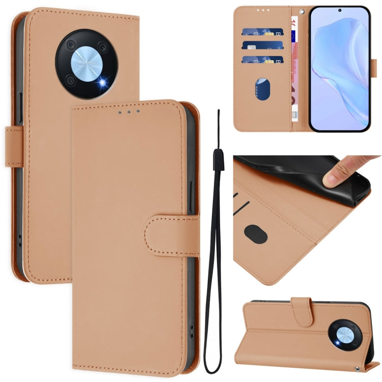 Skin Feel Solid Color Leather Phone Case with Lanyard, For Huawei Enjoy 50 Pro 4G / nova Y90, For Huawei Enjoy 50 4G / nova Y70 Plus