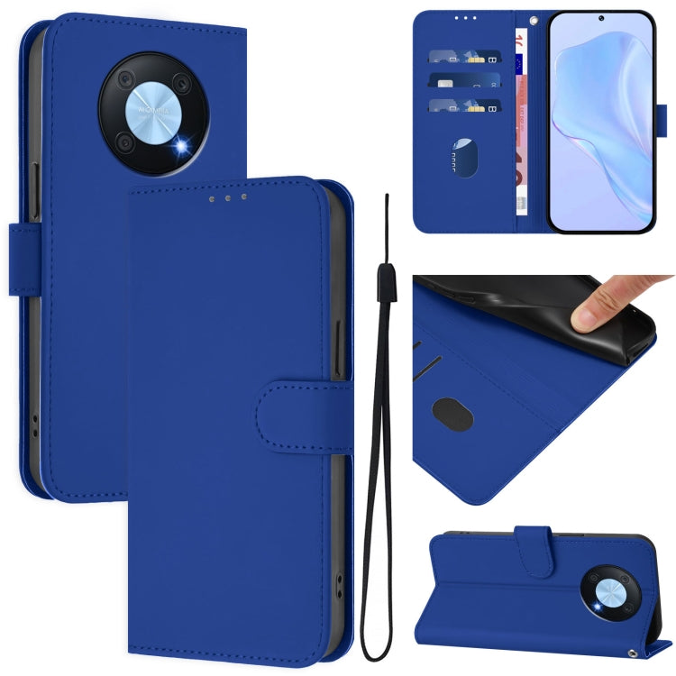 Skin Feel Solid Color Leather Phone Case with Lanyard, For Huawei Enjoy 50 Pro 4G / nova Y90, For Huawei Enjoy 50 4G / nova Y70 Plus