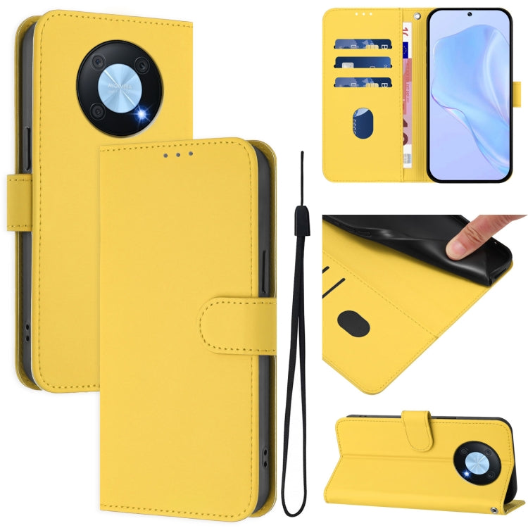 Skin Feel Solid Color Leather Phone Case with Lanyard, For Huawei Enjoy 50 Pro 4G / nova Y90, For Huawei Enjoy 50 4G / nova Y70 Plus