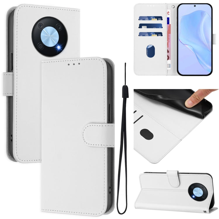 Skin Feel Solid Color Leather Phone Case with Lanyard, For Huawei Enjoy 50 Pro 4G / nova Y90, For Huawei Enjoy 50 4G / nova Y70 Plus