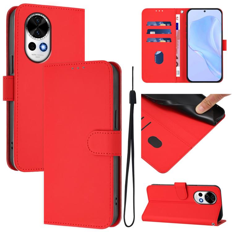 Skin Feel Solid Color Leather Phone Case with Lanyard, For Huawei Nova 13 Pro, For Huawei Nova 13 / Nova 12