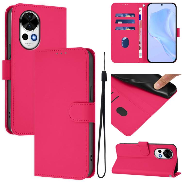 Skin Feel Solid Color Leather Phone Case with Lanyard, For Huawei Nova 13 Pro, For Huawei Nova 13 / Nova 12