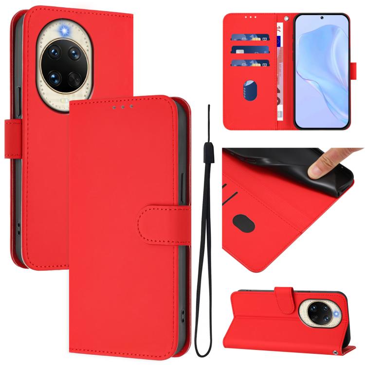 Skin Feel Solid Color Leather Phone Case with Lanyard, For Huawei nova 14, For Huawei nova 16