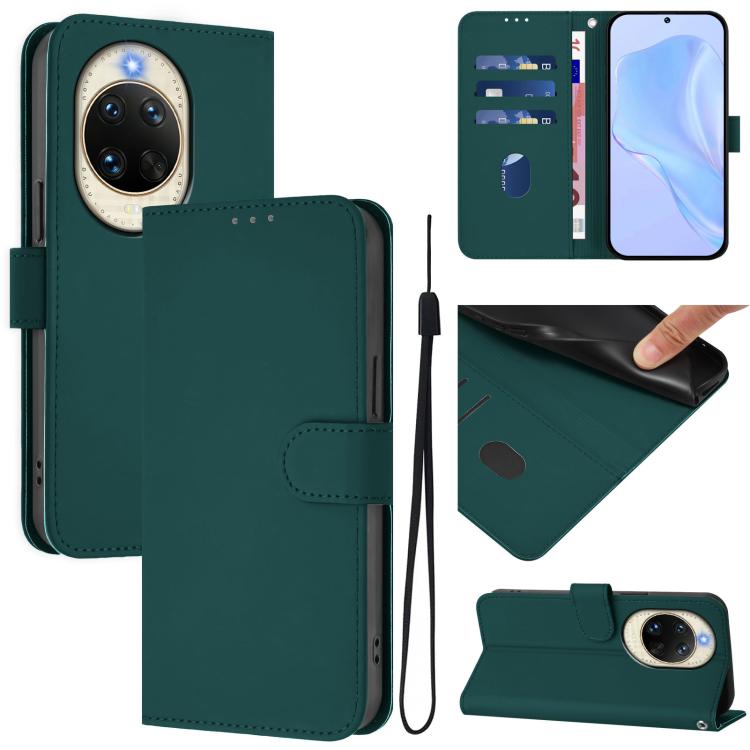 Skin Feel Solid Color Leather Phone Case with Lanyard, For Huawei nova 14, For Huawei nova 16