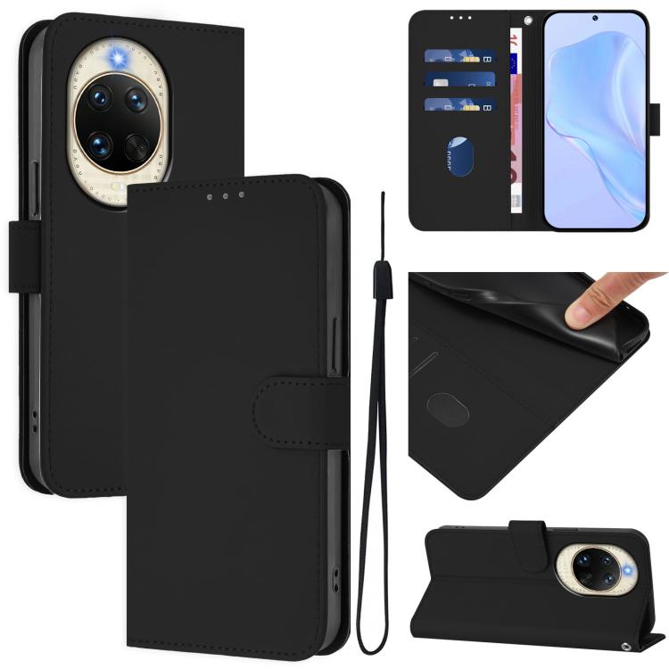 Skin Feel Solid Color Leather Phone Case with Lanyard, For Huawei nova 14, For Huawei nova 16