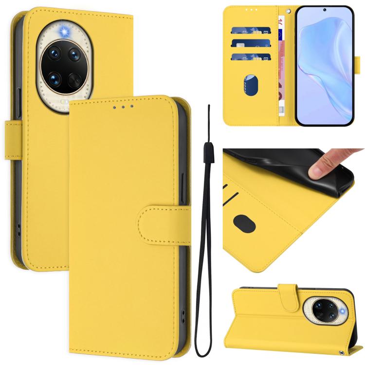 Skin Feel Solid Color Leather Phone Case with Lanyard, For Huawei nova 14, For Huawei nova 16