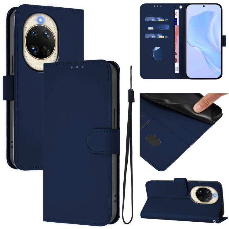 Skin Feel Solid Color Leather Phone Case with Lanyard, For Huawei nova 14, For Huawei nova 16