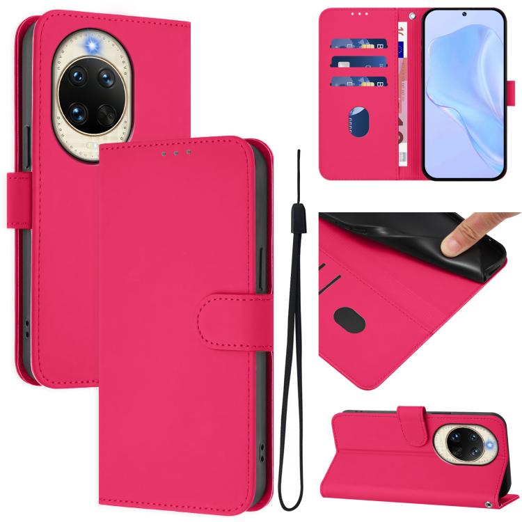 Skin Feel Solid Color Leather Phone Case with Lanyard, For Huawei nova 14, For Huawei nova 16