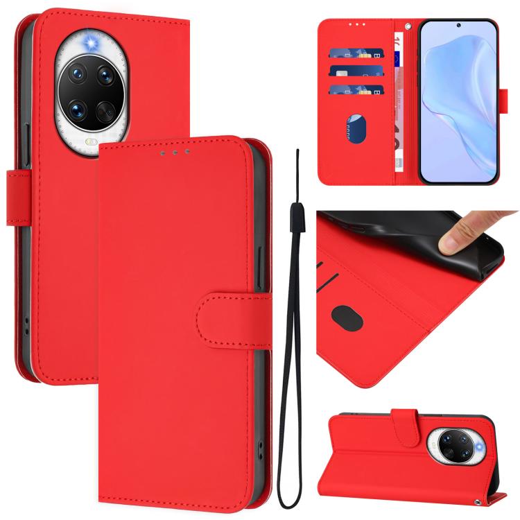 Skin Feel Solid Color Leather Phone Case with Lanyard, For Huawei nova 14 Ultra, For Huawei nova 14 Pro