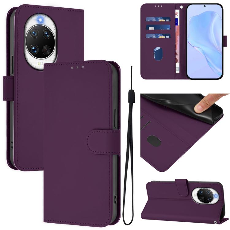 Skin Feel Solid Color Leather Phone Case with Lanyard, For Huawei nova 14 Ultra, For Huawei nova 14 Pro