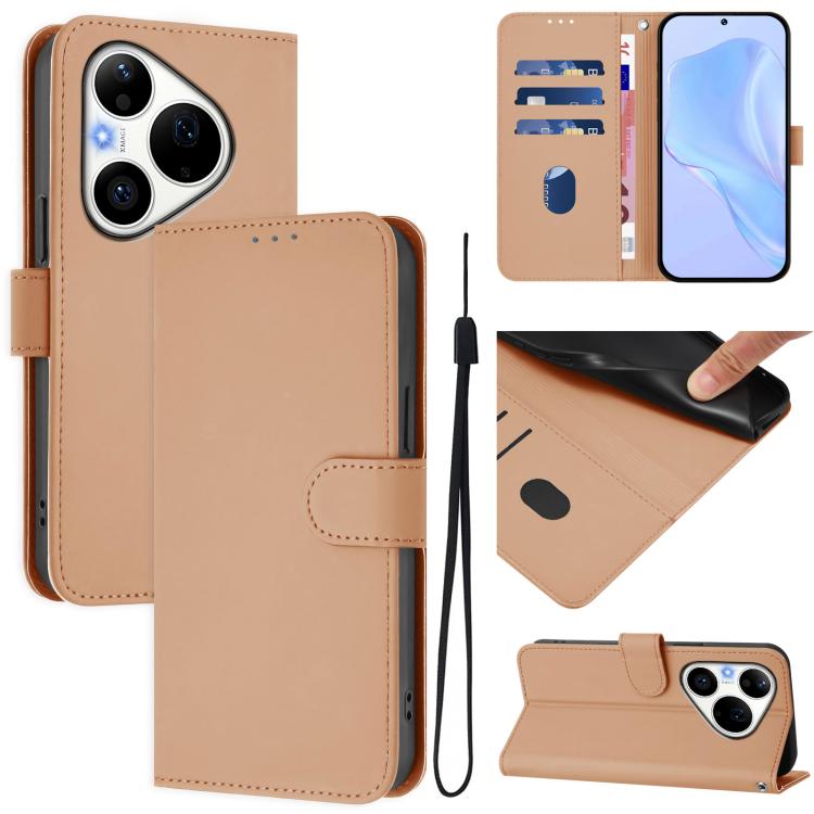 Skin Feel Solid Color Leather Phone Case with Lanyard, For Huawei Pura 90 Pro Max 5G, For Huawei Pura 90 Pro 5G