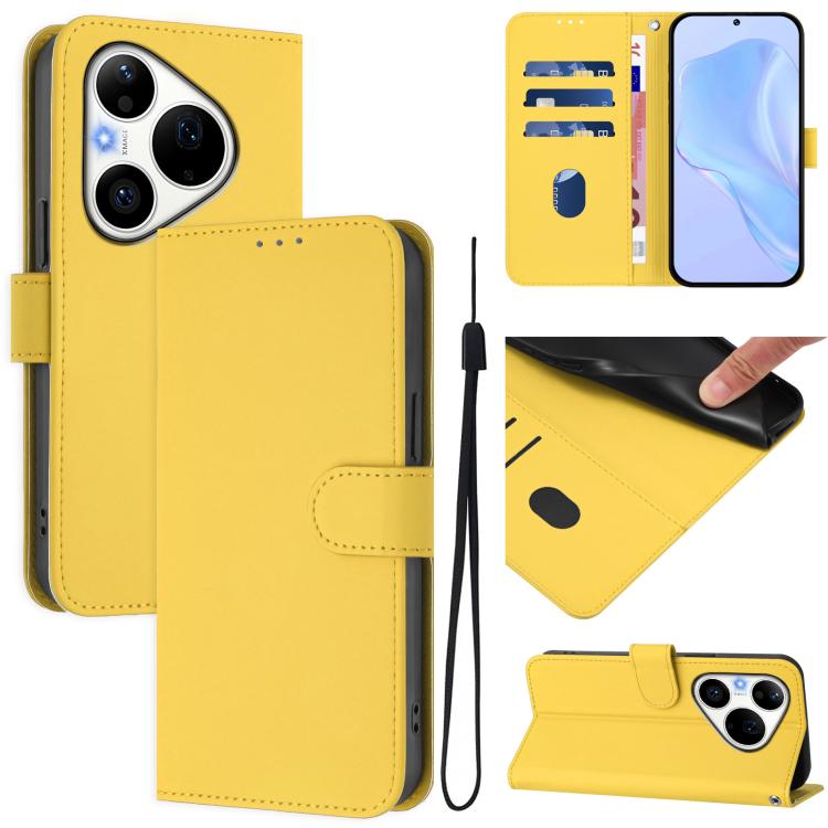 Skin Feel Solid Color Leather Phone Case with Lanyard, For Huawei Pura 90 Pro Max 5G, For Huawei Pura 90 Pro 5G