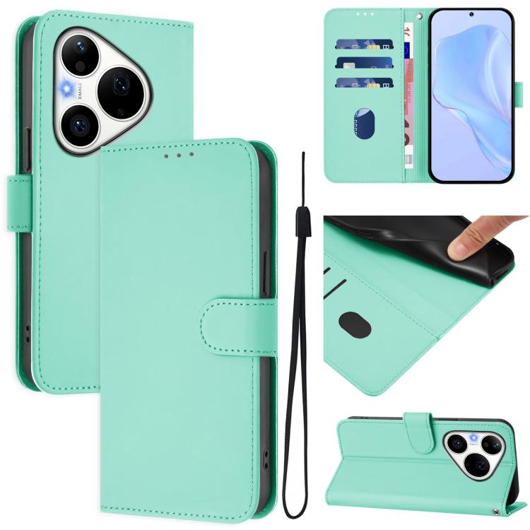 Skin Feel Solid Color Leather Phone Case with Lanyard, For Huawei Pura 90 Pro Max 5G, For Huawei Pura 90 Pro 5G