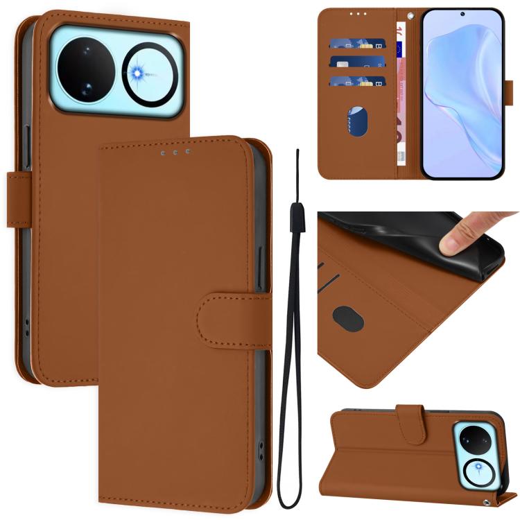 Skin Feel Solid Color Leather Phone Case with Lanyard, For Huawei nova 14, For Huawei nova 16