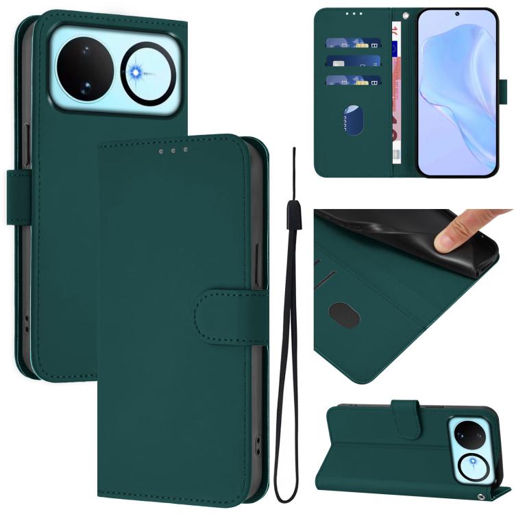 Skin Feel Solid Color Leather Phone Case with Lanyard, For Huawei nova 14, For Huawei nova 16