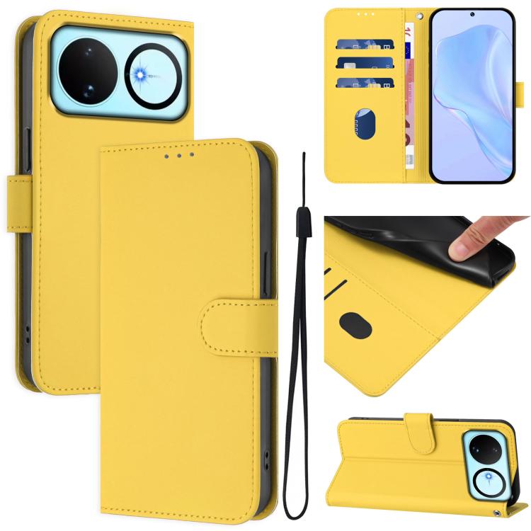 Skin Feel Solid Color Leather Phone Case with Lanyard, For Huawei nova 14, For Huawei nova 16