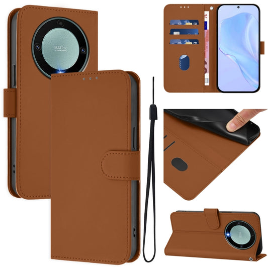 Skin Feel Solid Color Leather Phone Case with Lanyard, For Honor X40 / X9a / Magic5 Lite, For Honor 80 GT