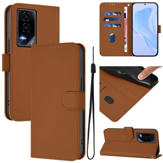 Skin Feel Solid Color Leather Phone Case with Lanyard, For Honor GT, For Honor 300 Pro / 300 Ultra