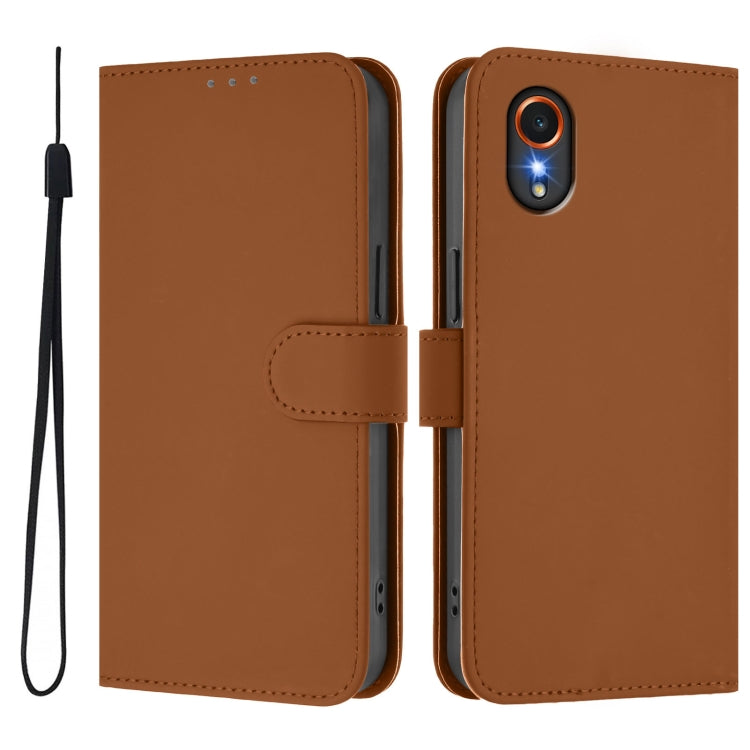 Skin Feel Solid Color Leather Phone Case with Lanyard, For Samsung Galaxy XCover 7, For Samsung Galaxy XCover6 Pro