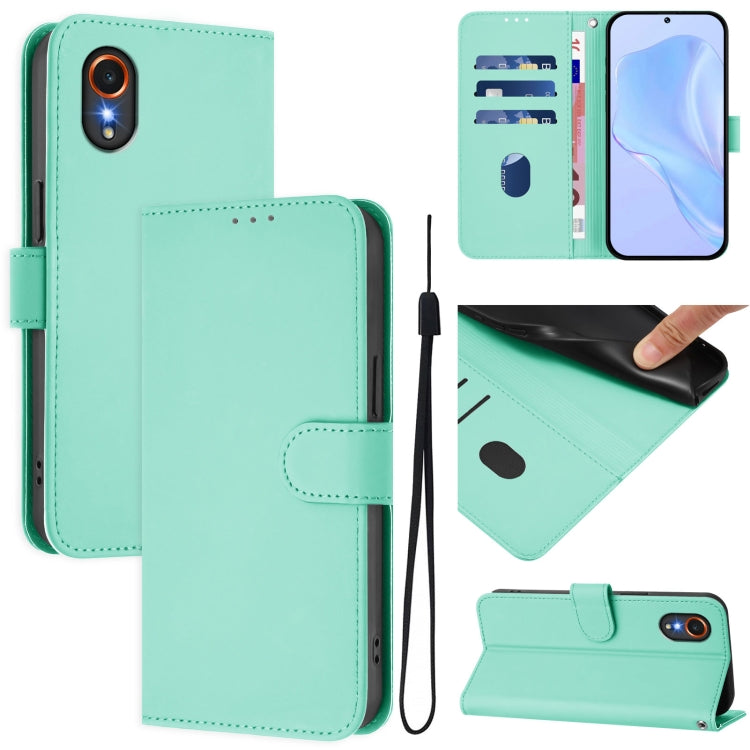 Skin Feel Solid Color Leather Phone Case with Lanyard, For Samsung Galaxy XCover 7, For Samsung Galaxy XCover6 Pro