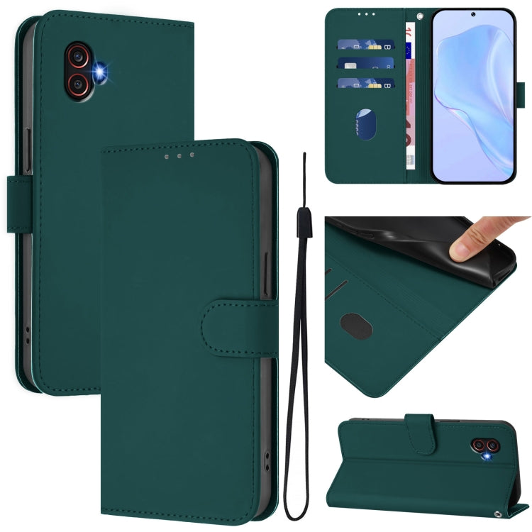 Skin Feel Solid Color Leather Phone Case with Lanyard, For Samsung Galaxy XCover 7, For Samsung Galaxy XCover6 Pro