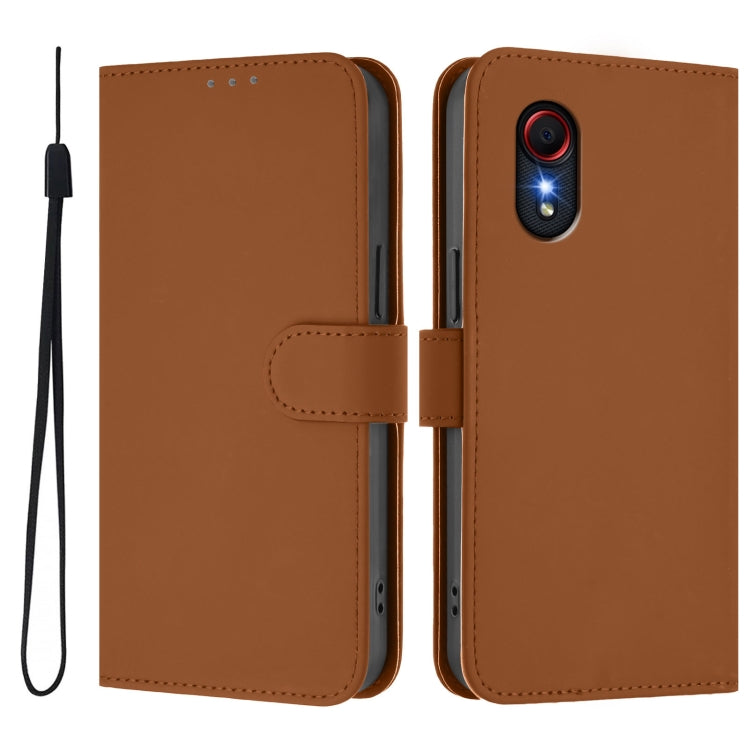 Skin Feel Solid Color Leather Phone Case with Lanyard, For Samsung Galaxy XCover 5