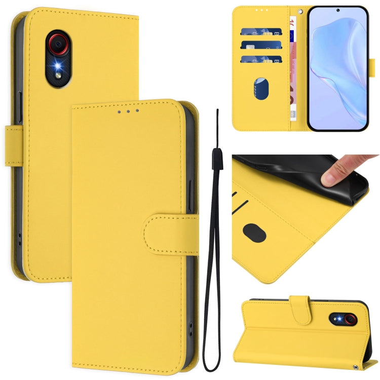 Skin Feel Solid Color Leather Phone Case with Lanyard, For Samsung Galaxy XCover 5