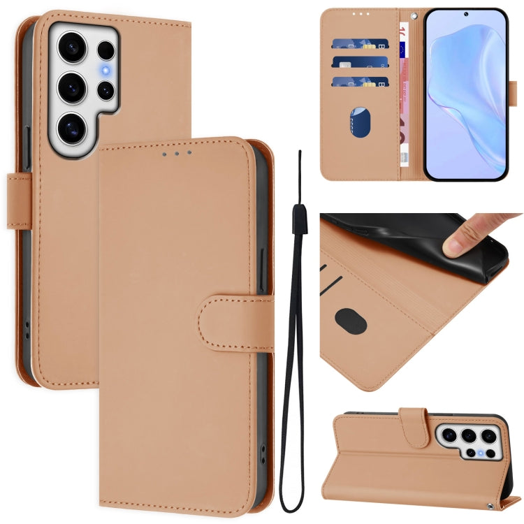 Skin Feel Solid Color Leather Phone Case with Lanyard, For Samsung Galaxy S24 Ultra 5G, For Samsung Galaxy S24+ 5G