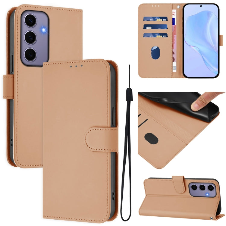 Skin Feel Solid Color Leather Phone Case with Lanyard, For Samsung Galaxy S24 5G, For Samsung Galaxy S23 FE 5G