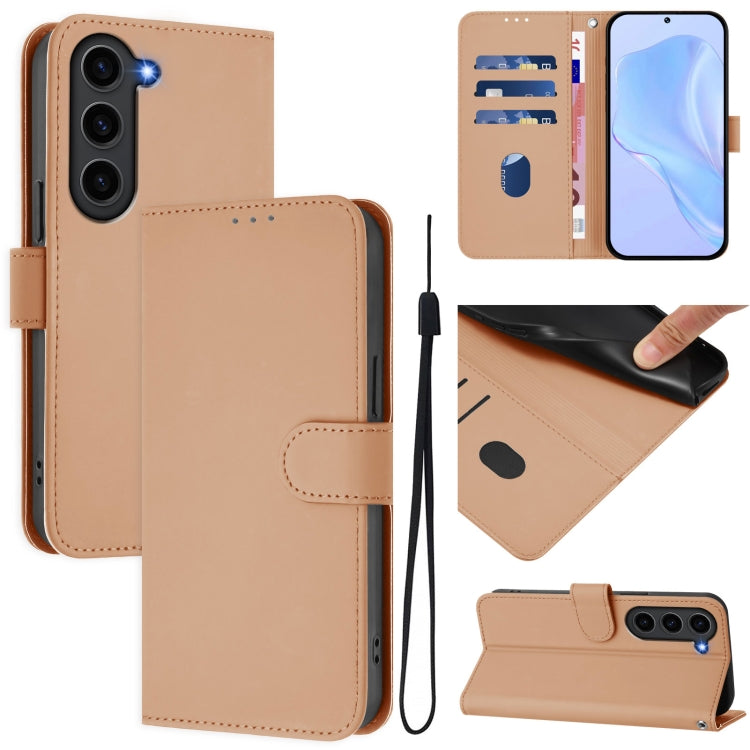 Skin Feel Solid Color Leather Phone Case with Lanyard, For Samsung Galaxy S24 5G, For Samsung Galaxy S23 FE 5G