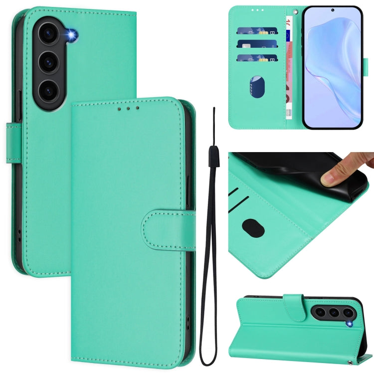 Skin Feel Solid Color Leather Phone Case with Lanyard, For Samsung Galaxy S23 Ultra 5G, For Samsung Galaxy S23+ 5G