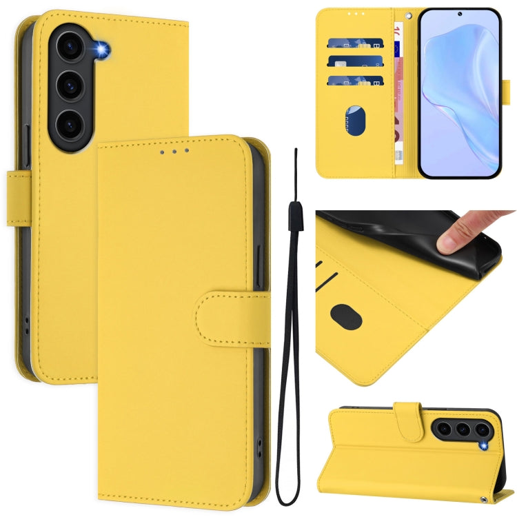 Skin Feel Solid Color Leather Phone Case with Lanyard, For Samsung Galaxy S23 Ultra 5G, For Samsung Galaxy S23+ 5G