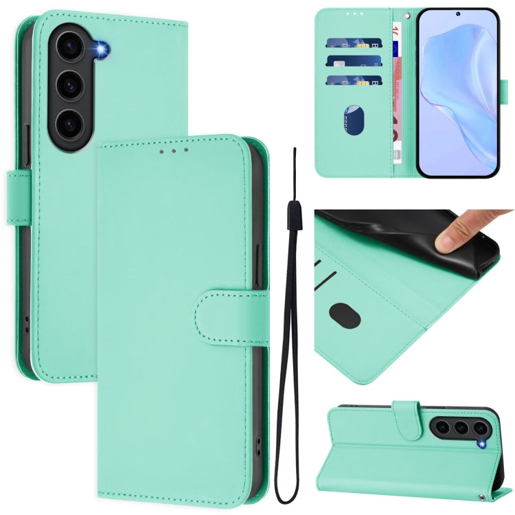 Skin Feel Solid Color Leather Phone Case with Lanyard, For Samsung Galaxy S23 Ultra 5G, For Samsung Galaxy S23+ 5G