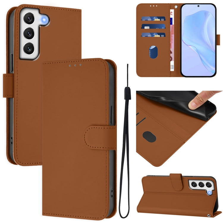 Skin Feel Solid Color Leather Phone Case with Lanyard, For Samsung Galaxy S22 5G, For Samsung Galaxy S21 FE 5G